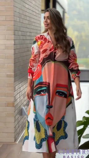 Vestido Artístico Helena – Estilo e Arte em Cada Detalhe