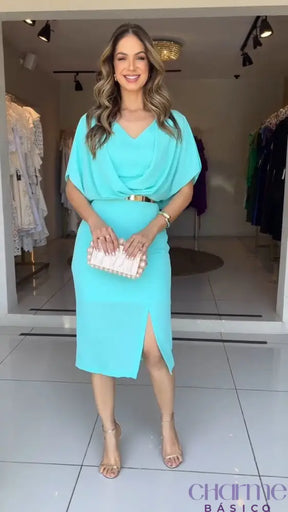 Vestido Elegância Aqua - Conforto e Sofisticação em Alta Qualidade