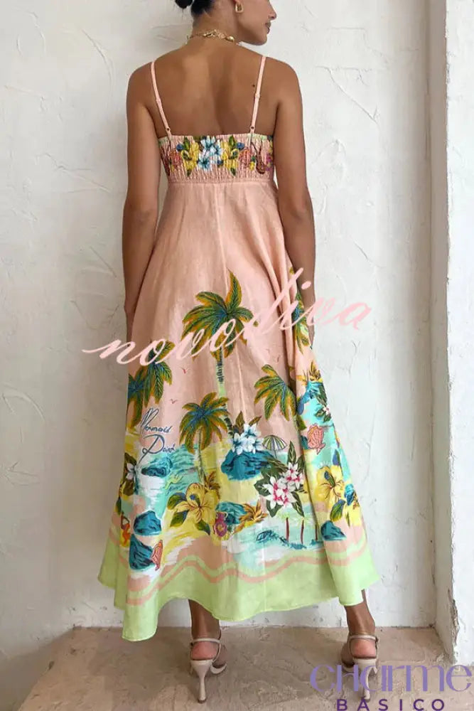 Vestido Midi Estampado Tropical Isabela