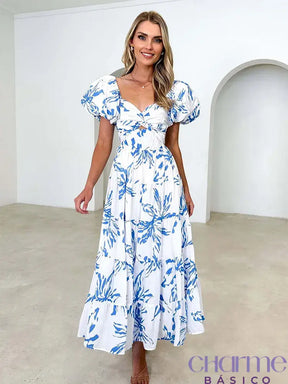 Vestido Midi Floral Daniela Charme e Elegância